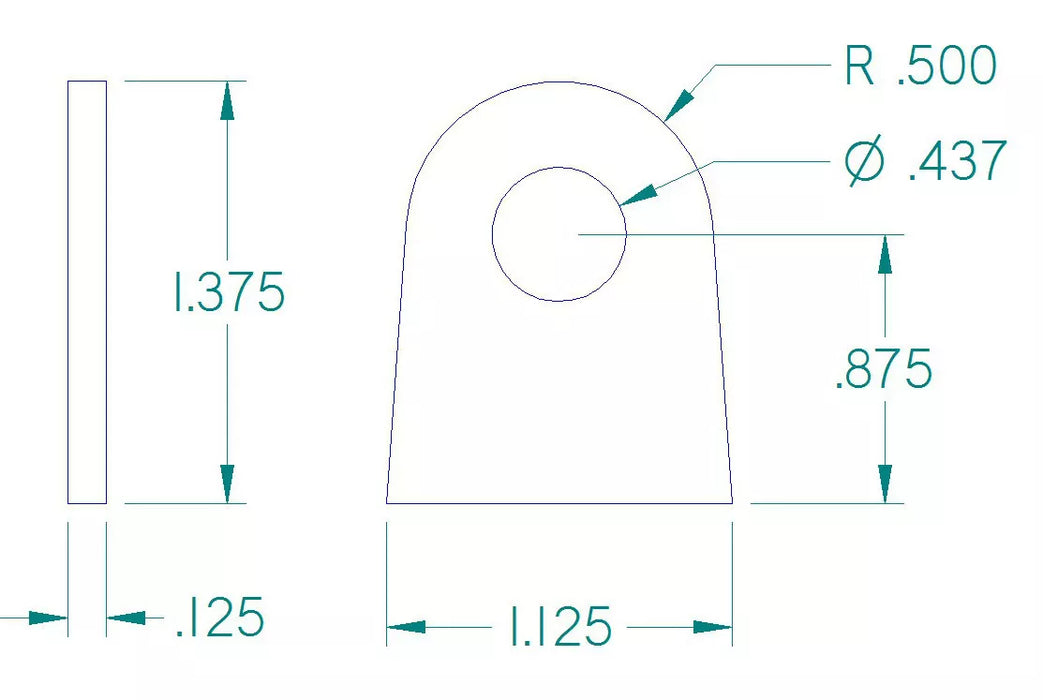 FLAT TAB 7/16" Hole, 7/8" Height, 1/8" Thick