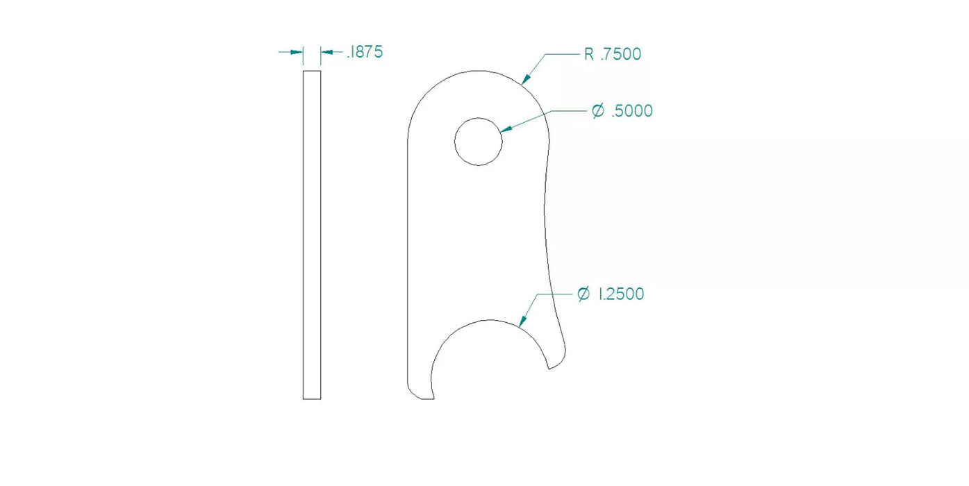 WELD ON SUSPENSION UPPER SHOCK MOUNTING TAB FOR 1 1/4" TUBE, 1/2" HOLE
