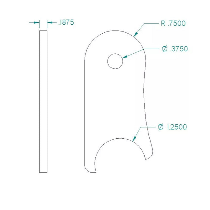 WELD ON SUSPENSION UPPER SHOCK MOUNTING TAB FOR 1 1/4" TUBING, 3/8" HOLE