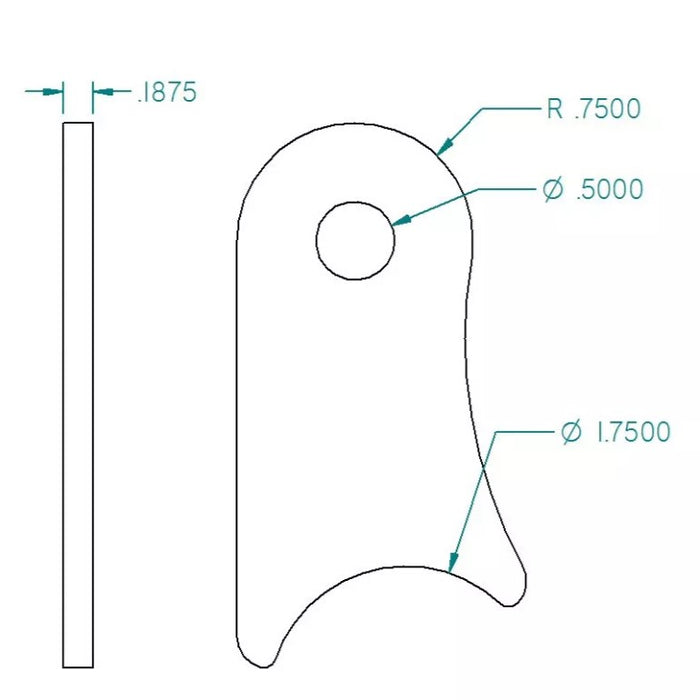 WELD ON SUSPENSION UPPER SHOCK MOUNTING TAB FOR 1 3/4" TUBE 1/2" HOLE