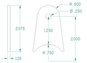 RADIUS FLAT TAB 1/4" HOLE, 1 1/4" HEIGHT, 1 1/2" TUBE