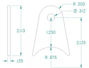 RADIUS FLAT TAB 5/16" HOLE, 1 1/4" HEIGHT, 1 3/4" TUBE